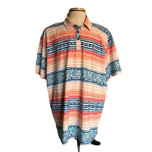 Kenny Flowers 3XL Mulit Color with Aztek Pattern Golf Shirt - Picture 1 of 4